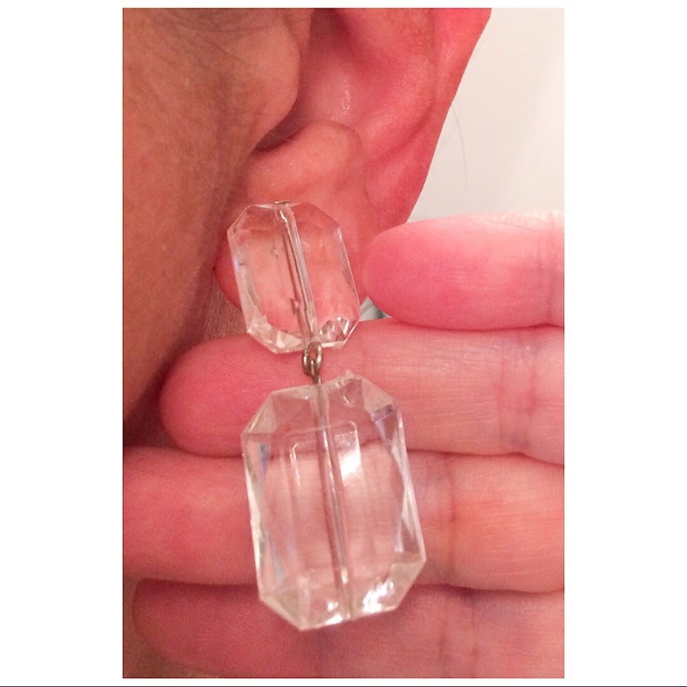 Dangle Drop Earrings Clear Acrylic Resin Dangle - Picture 4 of 4